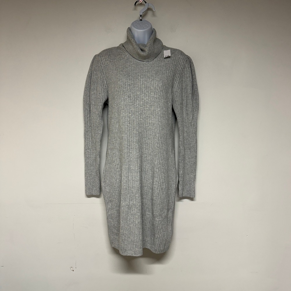 Gap Sweater Dress Womens Size S Gray Ribbed Turtleneck Long Sleeve